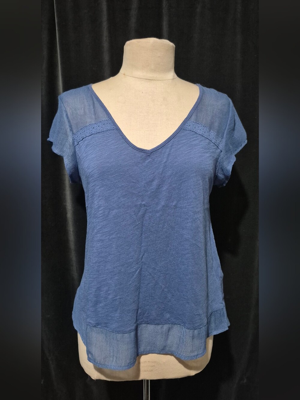 Lucky Brand Blue V-Neck Short Sleeve Tee